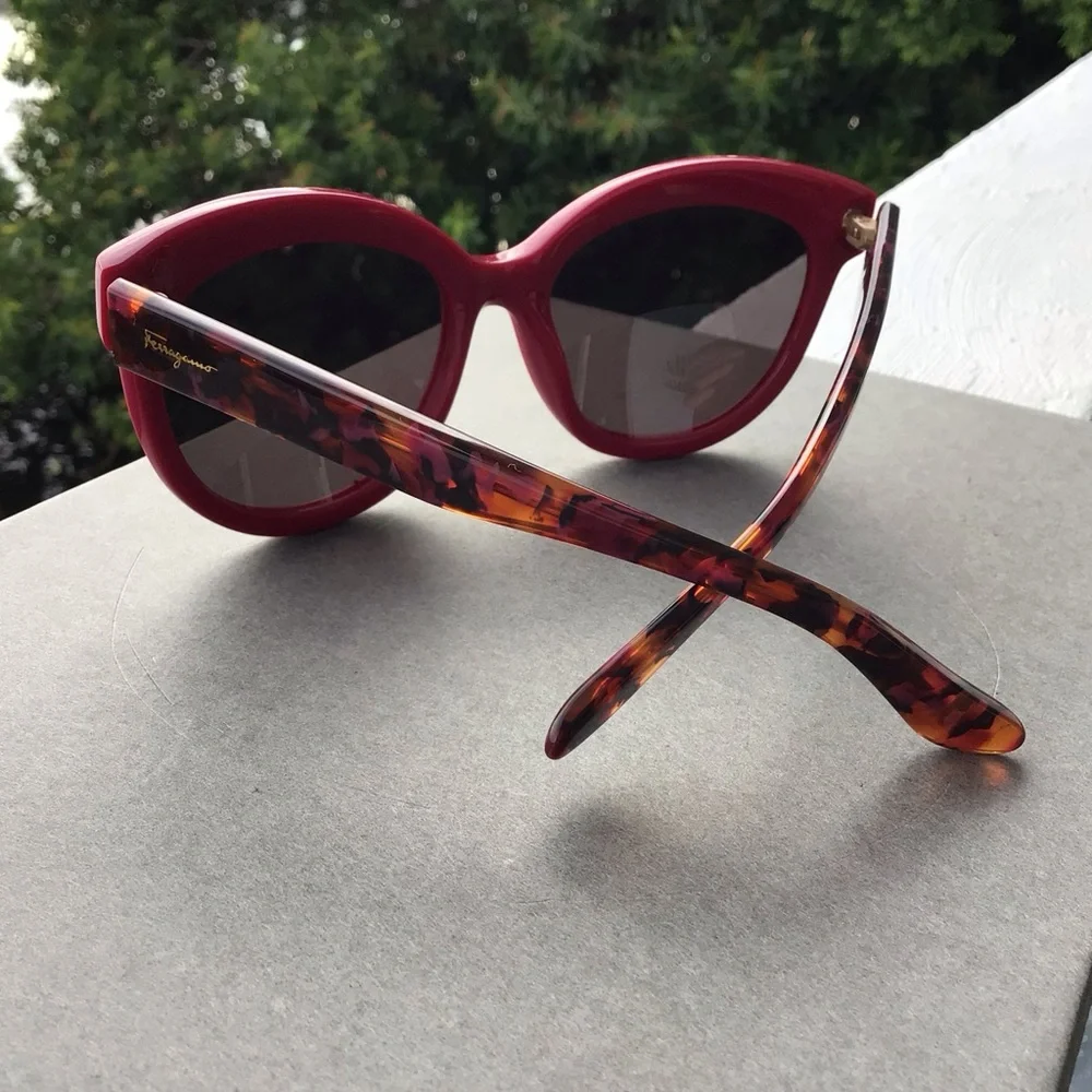 Salvatore Ferragamo Women's Maroon Cateye Sunglasses SF675S 512 with Case